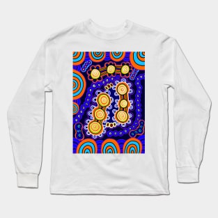 Aboriginal Art - Yugarabul Gathering Long Sleeve T-Shirt